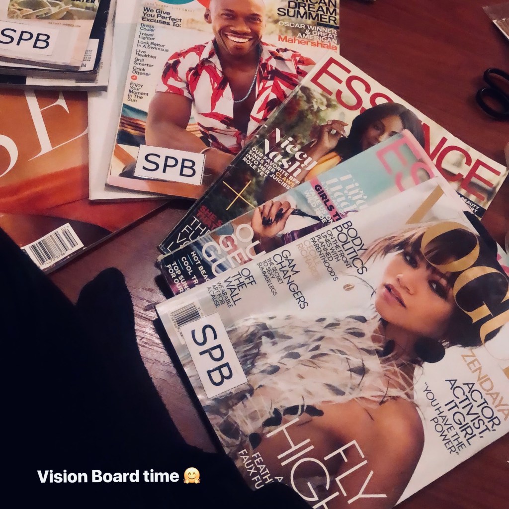 A stack of magazines that will be used for the vision board.