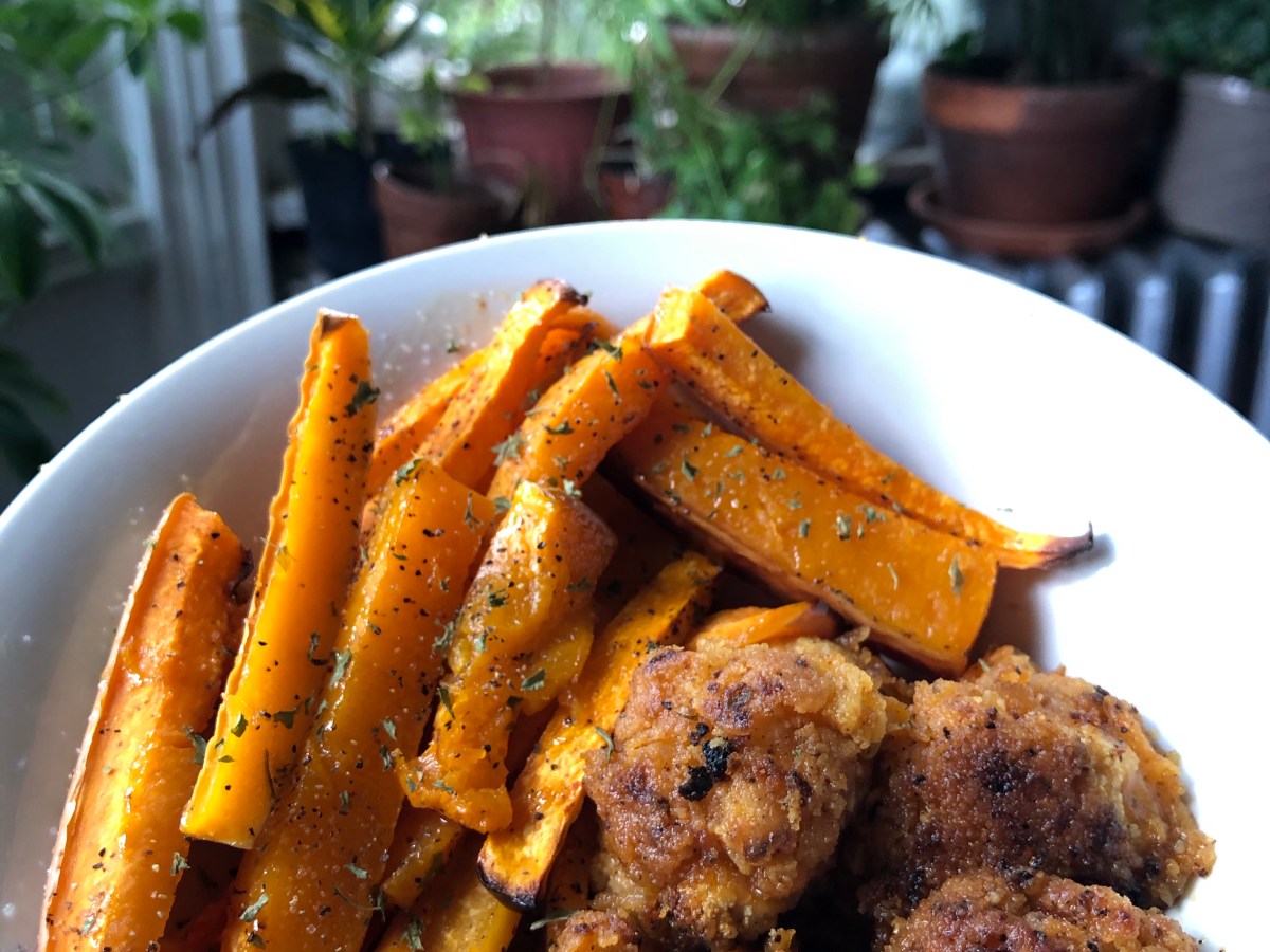 Butternut Squash Fries + Vegan Popcorn&nbsp;“Chicken”